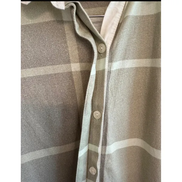 Barbour Tartan Plaid Belted Shirt Dress Green Beige Size 10 Cotton - Image 4