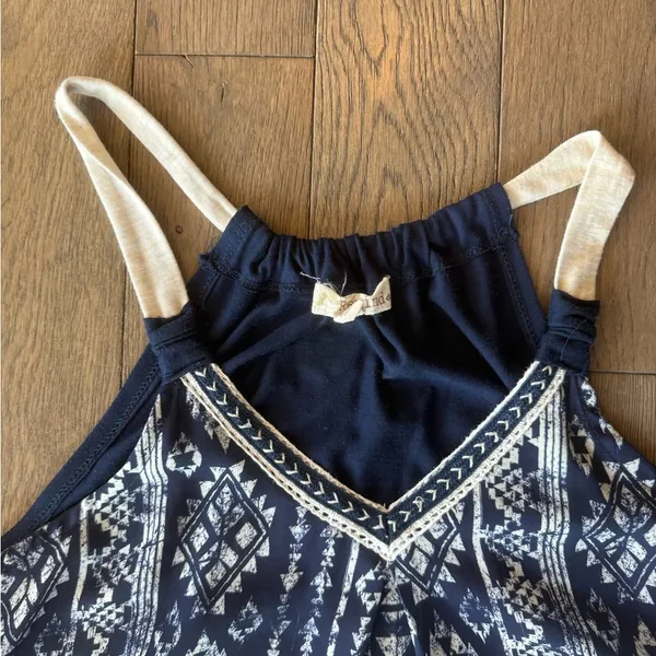 Rewind Navy and Cream Flowy Top - Image 3