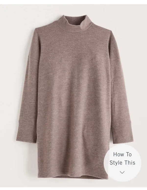 Abercrombie Exclusive Online Taupe Cozy Knit. Dress Mock Neck NWT XS - Image 2