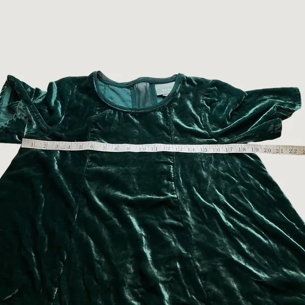 Maeve Anthropologie Forest Green Crushed Velvet Sheer Back Top Small - Image 5