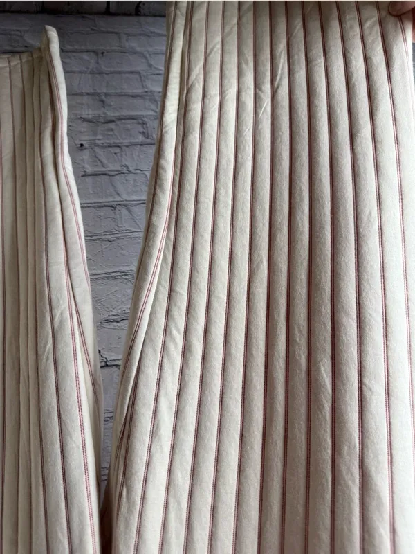Nwt Aiden Cream Ribbed Lounge Pants with Subtle Tan Pinstripes size medium - Image 7
