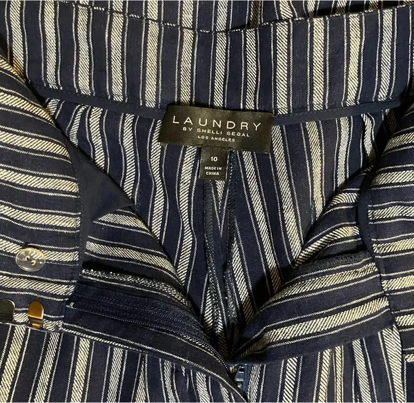 Laundry by Shelli Segal Navy & White Striped Wide Leg Pants - Image 4