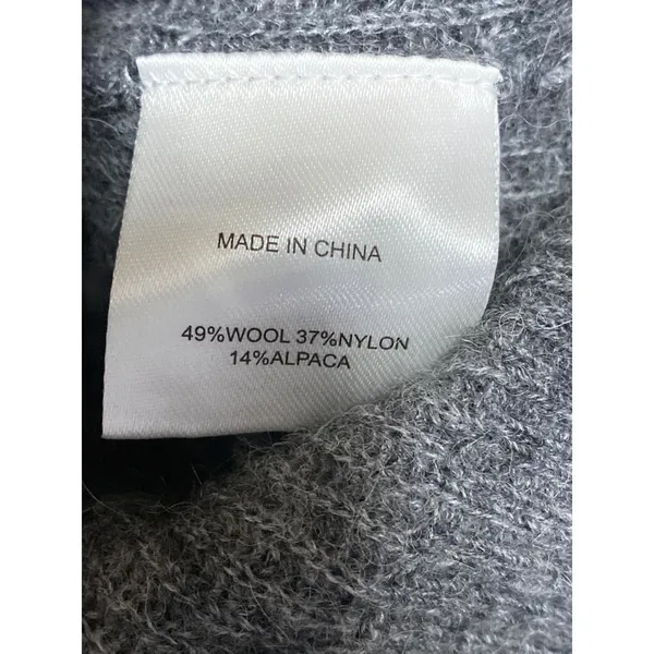 Quince Women's Gray Wool Knit Mock Neck Long Balloon Sleeve Sweater Top Size S - Image 6
