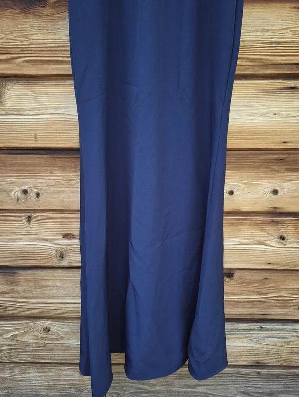 NWOT Mac Duggal 2278 Navy Sleeveless Embellished Crepe Gown With Bow Size 4 - Image 9