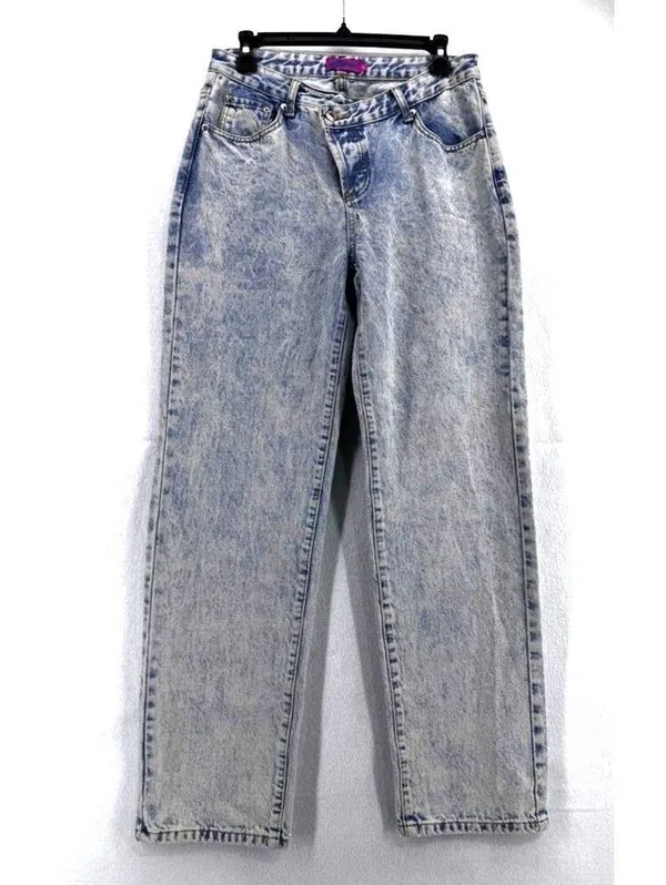 Edikted Blue Jeans Straight leg mom's jeans High rise crossover front size M - Image 2
