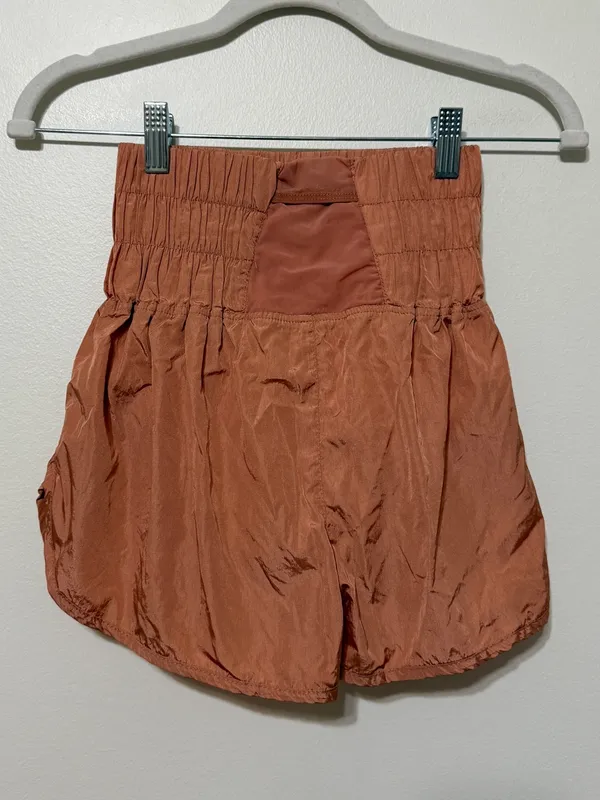Free People Movement The Way Home Shorts XS High Rise Smocked Terracotta Orange - Image 6
