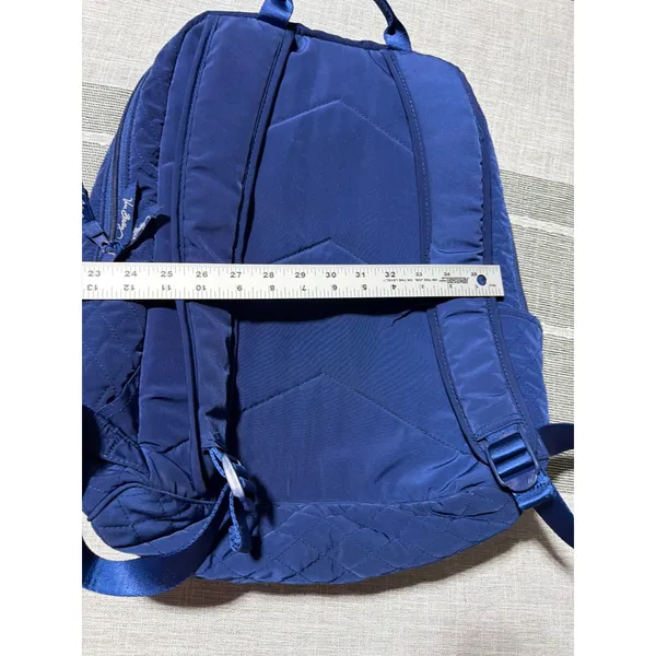 Vera Bradley Quilted Backpack Navy Blue Large‎ School computer bag needs mending - Image 3