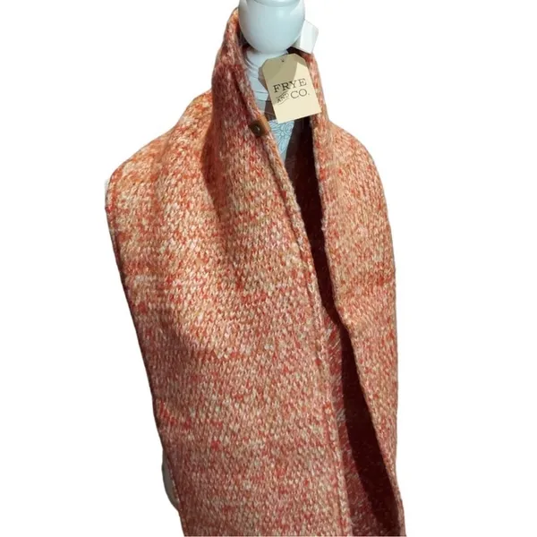 NWT Frye & Co Orange Tan Cream Knit Infinity Scarf Cozy Winter Wrap OS - Image 2