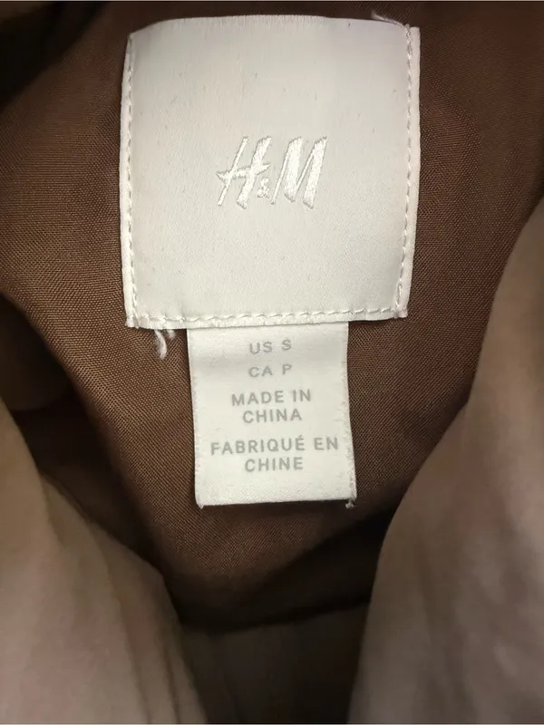 H&M Puffy Long Coat Brown Size Small - Image 7