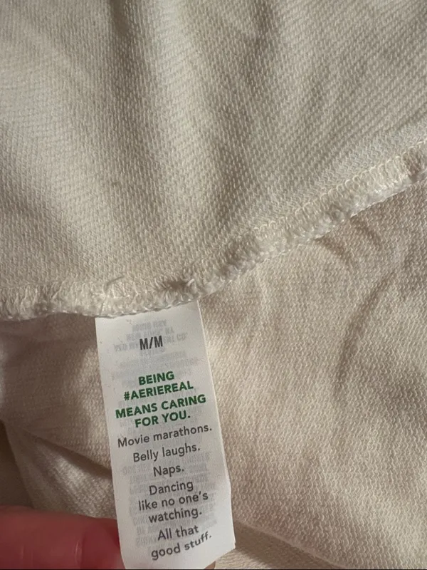 NWT Aerie Peplum Hoodie medium Ivory Oversized 100% Cotton Balloon Sleeve - Image 5