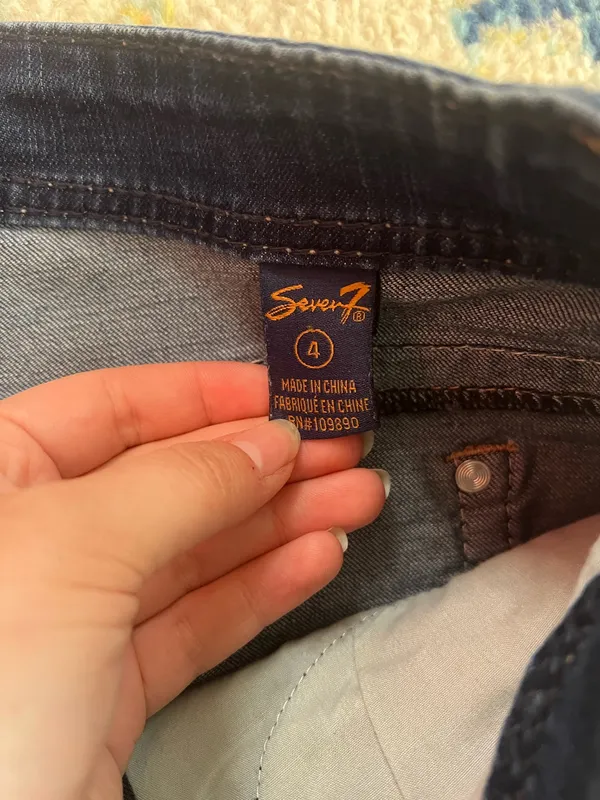 Size 4 Seven7 Dark Blue Denim Shorts - Image 3