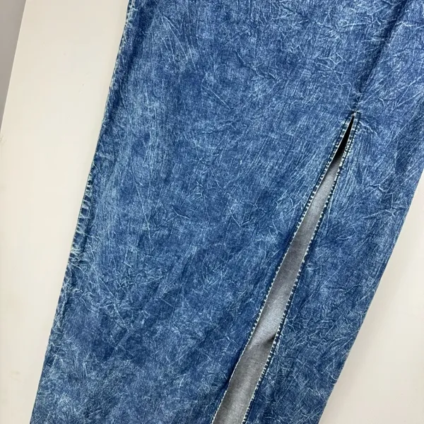 Judy Blue Denim Midi Maxi Skirt Sz 1XL Acid Wash Stretch High Slit A Line - Image 6
