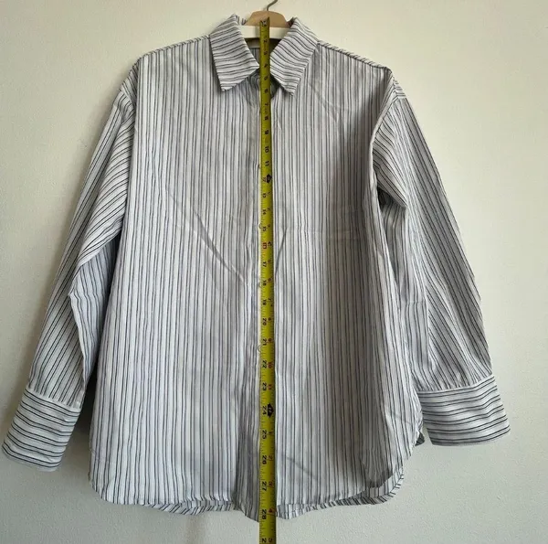 Aritzia Style Cotton Blend Striped Oversized Poplin Shirt - Image 3