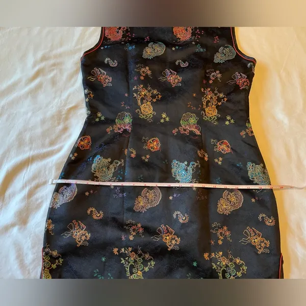 Vintage 90’s Solz Squirrel Cheongsam Qipao Dress Black Size 38 US Size S 4/5 EUC - Image 7