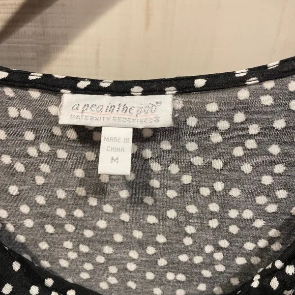 Cute polka dot Pea in the Pod maternity faux wrap stretchy tunic mini dress - Image 2