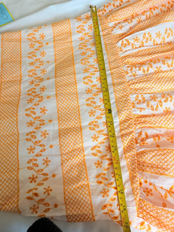 NWT CeCe Embroidered Cotton Maxi Dress White Orange Floral Size 10 - Image 15