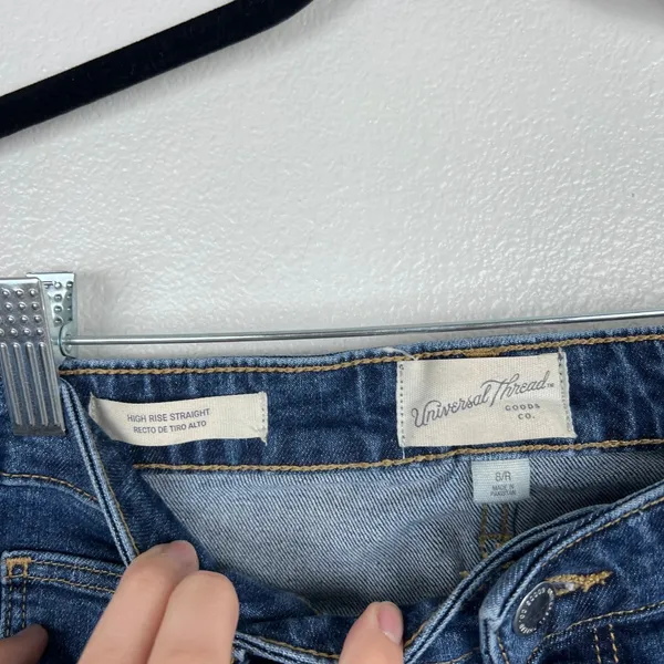 Universal Thread Womens High Rise Straight Leg Dark Wash‎ Blue Jeans Size 8 - Image 2