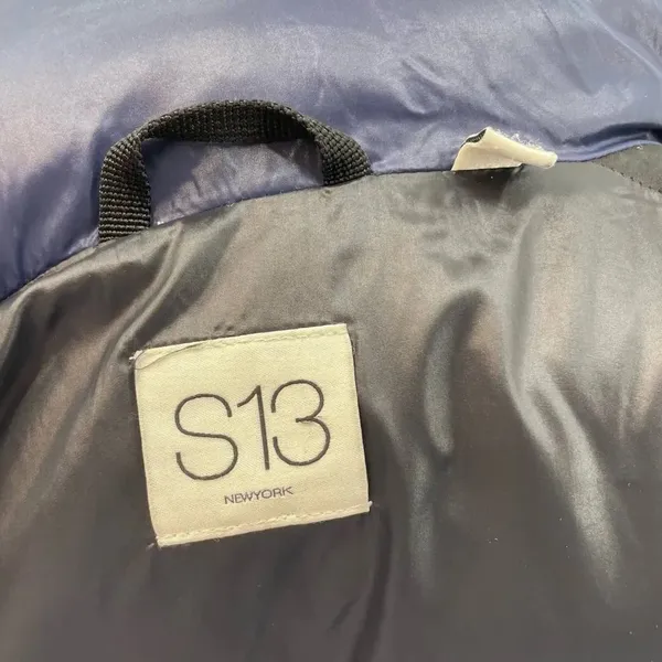 S13 Quilted Down Short‎ Puffer Jacket Navy Blue Size XS - Image 7
