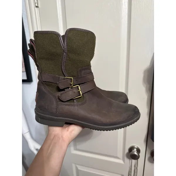 UGG Simmens Waterproof Leather Wool Boots Equestrian Goblin Renaissance Earthy - Image 2