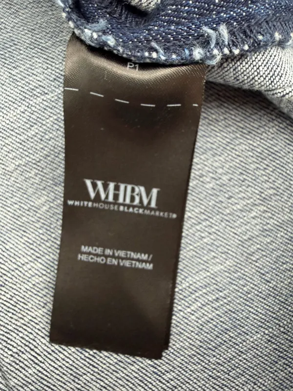 White House Black Market Skirt Womens 8 Blue Denim Midi Front Slit Tailored - Image 4