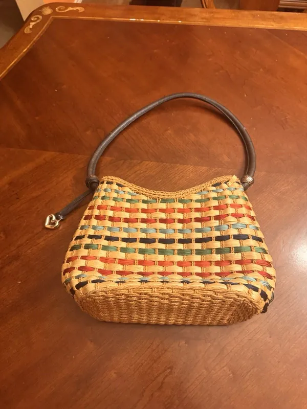 Brighton, Straw and Red Leather Shoulder Bag - Image 3