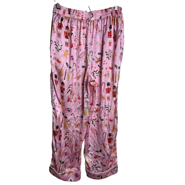 karen Mabon Pink Nutcracker Ballet Christmas Satin Pajama Pants size L - Image 2