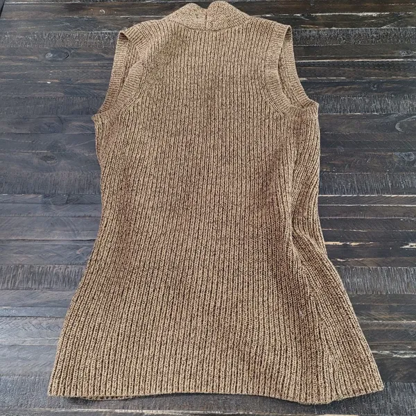 Lauren Ralph Lauren Sleeveless Cardigan Sweater Brown Heavy Knit Frog Button XS - Image 2