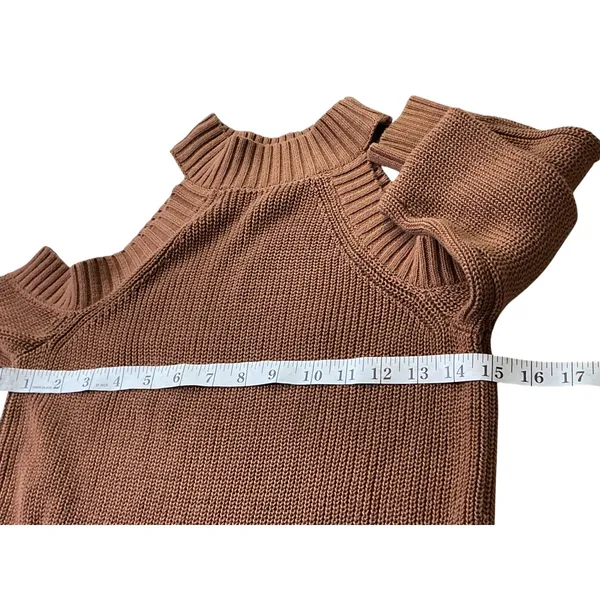 Abercrombie & Fitch Brown Cold Shoulder Mock Neck Ribbed Sweater Dress Small - Image 4