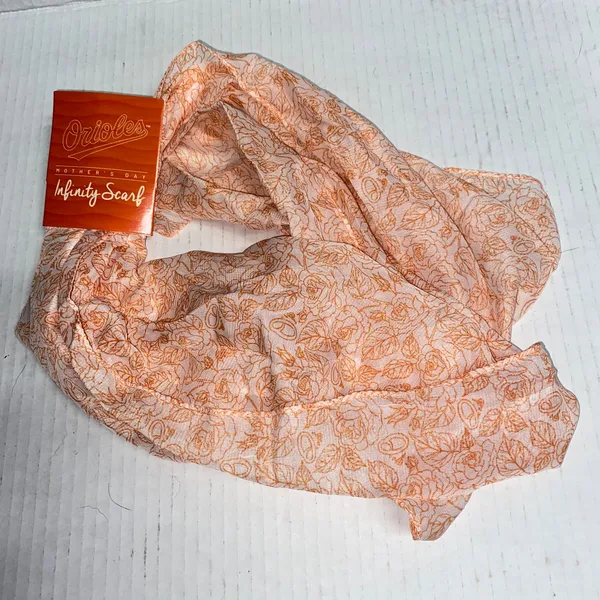 NWT Baltimore Orioles MLB Mother's Day orange White Floral Infinity Scarf Womens - Image 2