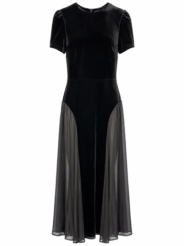 NOTUS Evening Gown Womens M Black Velvet Sheer Maxi Dress Formal Holiday NWT - Image 2