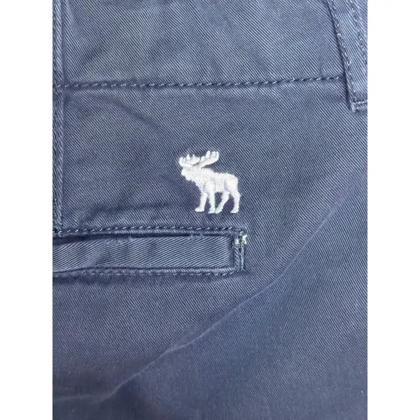 Y2K A&F Low Rise Cuffed Fishermen Shorts Blue Chino White Moose Indie Prep Sz 8 - Image 2