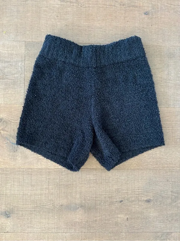 skims black fuzzy soft comfy casual shorts - Image 3