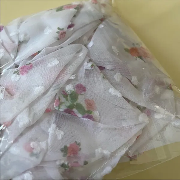 Free People Cottage Boho Floral White Large Fluffy Hair Scrunchie Accessory - Image 5