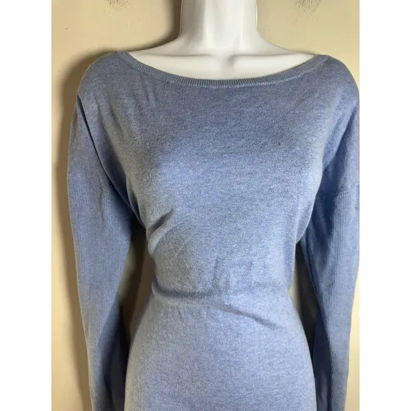 UGG Liliana Sweater Dress Womens Large Heathered Blue Boat Neck V-Back Knit‎ L - Image 5