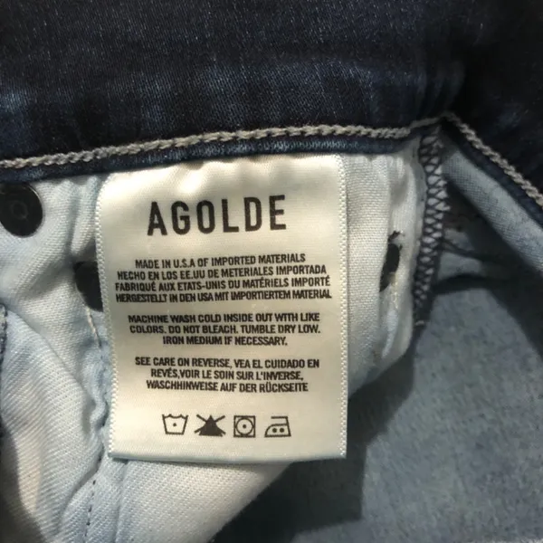 Agolde Sophie High Rise Cropped Jeans Womens 25 Step Raw Cut Off Hem Blue - Image 10
