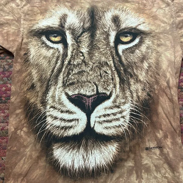 2011 Retro The Mountain Lion Face Brown Tie Dye Tee - Image 3
