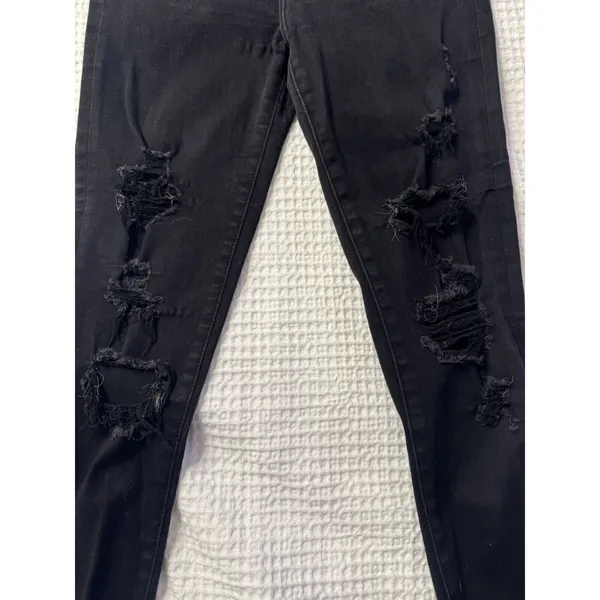 Abercrombie Fitch Jeans Womens 26 Simone High Rise Ankle Black Denim Distressed - Image 2