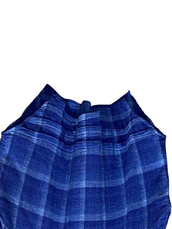 Anthropologie Isabella Sinclair Tillie Linen Plaid Dress Blue Size M Cottagecore - Image 5