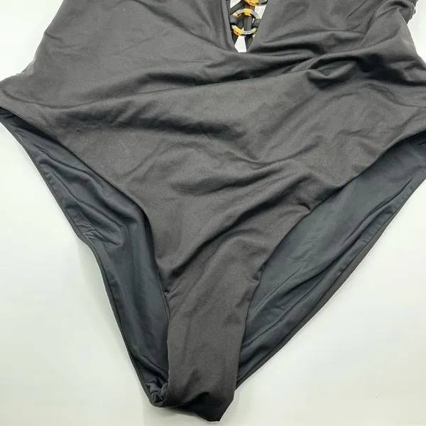 Aqua Lounge Black One Piece Swimsuit Sz L - Image 3