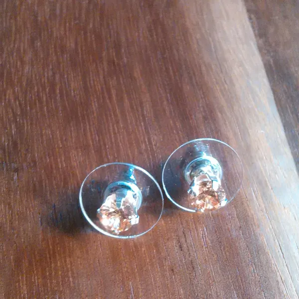 Champagne Color Simulated Diamond Sterling Silver Stud Earrings - Image 8