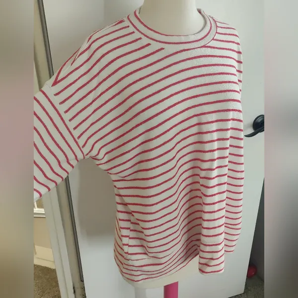 Aerie Red/White Stripe Fleece - Image 2