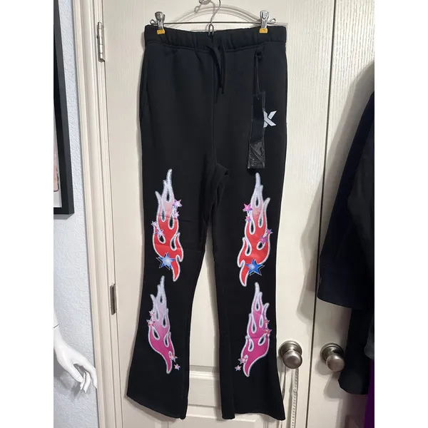 KDNK Flame Star Unusual Sweatsuit Y2K Hoodie Flare Sweatpants Matching Set - Image 6