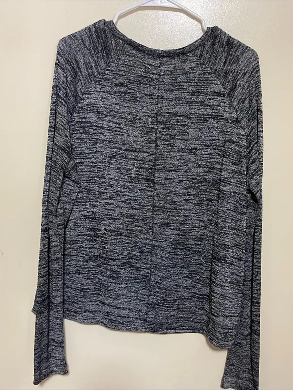 rag & bone Marled Crewneck Long-Sleeve Top - Black & Gray - Image 2