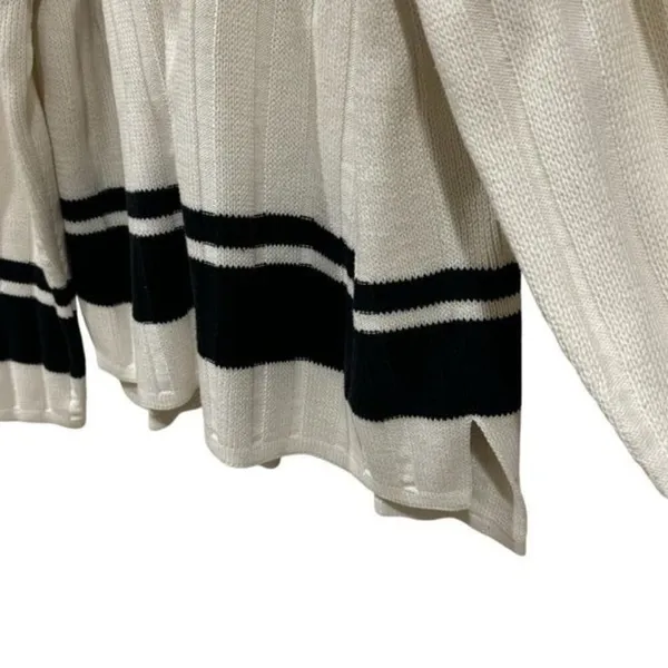 Y2K Dana B. and Karen Black White Stripe Knit Zipup Jacket‎ Old Money Academia M - Image 4