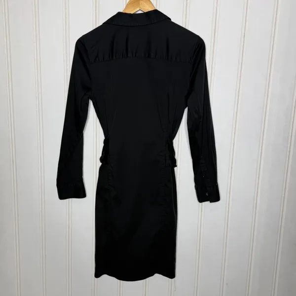 UNTUCKIT Angelina Black Button Front Belted Shirt Dress Long Sleeve Women 897 - Image 6