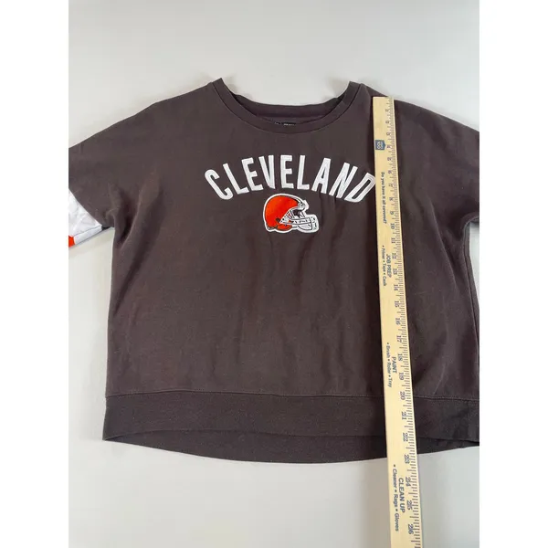 NFL Team Apparel Cropped Crewneck Fleece Sweatshirt M Charcoal Gray Cotton - Image 4