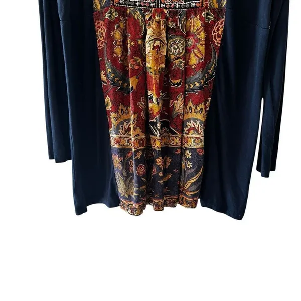Soft Surroundings Embroidery Floral Inserts Long Sleeves SZ L # 2366 - Image 3