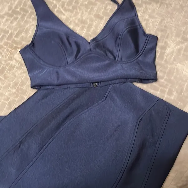 Gold Label Set Polyester/Spandex Navy Blue Two-Piece Summer Dress - Image 10