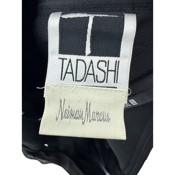 Tadashi Shoji Black Silk Halter Pleated Cocktail Dress Chiffon Gala LBD‎ Old Money 4 - Image 5