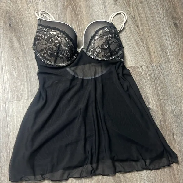 Jessica Simpson Black Lace Sheer Babydoll Lingerie - Image 2